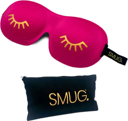 SMUG 3D Slaapmasker met Opbergzakje - 100% Verduisterend - Ergonomisch Oogmasker - Wink Print, Fel Roze