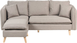 DALVIK - Hoekbank met ottomaan - Lichtbruin - Linkszijdig - Polyester