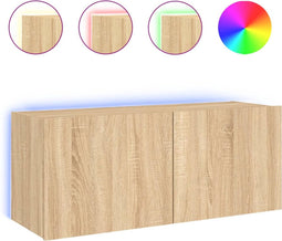 vidaXL - Tv-wandmeubel - met - LED-verlichting - 100x35x41 - cm - sonoma - eiken