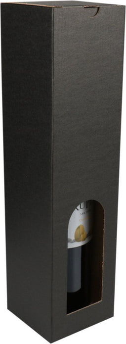 Flesdoos - Basic line - golfkarton - 1 fles - 88x87x350mm - zwart - 120 stuks