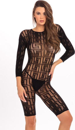 Bodystocking met geometrisch dessin - S/M