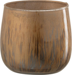 J-Line kaarshouder - theelichthouder - glas - bruin - small - 6 stuks