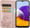 iMoshion Hoesje Geschikt voor Samsung Galaxy A22 (5G) Hoesje Met Pasjeshouder - iMoshion Klavertje Bloemen Bookcase - Rosé Goud