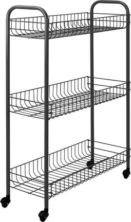 Tomado Metaltex Slim - Trolley voor badkamer of keuken - 84x56x23cm - Zwart
