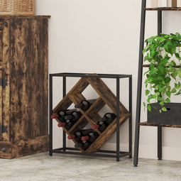 vidaXL - Wijnrek - Rookeik - 51x18x52,5 - cm - Gelaagd - Hout