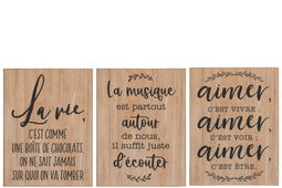 J-Line plakkaat Verticaal Frans - textiel - naturel/zwart - 3 stuks