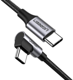 Ugreen 50123 - USB-C naar USB-C-kabel - 90 graden L-ontwerp - Zilver Zwart