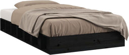 vidaXL - Bedframe - massief - hout - zwart - 90x200 - cm