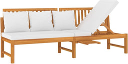 vidaXL - Dagbed - met - crèmekleurig - kussen - 200x60x75 - cm - massief - acaciahout