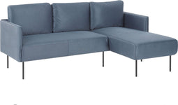 VERRAN - Hoekbank - Blauw - Linkerzijde - 194 cm - Polyester