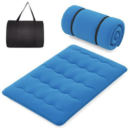Costway Futonmatras - Wasbare Hoes - Draagtas - 203 x 137 x 10 cm - Blauw
