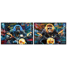 Schilderij Home ESPRIT Zwart Motorfiets Loft 123 x 3 x 83 cm (2 Stuks)