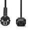 Nedis Stroomkabel - Type F (CEE 7/7) Male - IEC-320-C13 Gehoekt - 3.00 m - Zwart