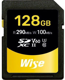 Wise SD-S128 - SDXC Geheugenkaart - 128GB UHS-II V60 - Lezen 290MB/s Schrijven 100MB/s