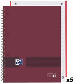 Schrift Oxford European Book Write&Erase Bordeaux A4 80 Lakens 5 Stuks