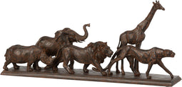J-Line decoratie 5 Dieren Op Een Rij - polyresin - bruin - small