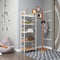 Woltu Opbergrek met Metaal en Hout 60 x 27,5 x 160 cm Wit met Licht Eiken