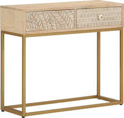 vidaXL - Wandtafel - 90x30x76 - cm - massief - mangohout - en - ijzer
