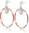 Scmyk ES-275 C - Oorbellen - Zilver plated met oranje en parelmoer druppel - Zilverkleurig