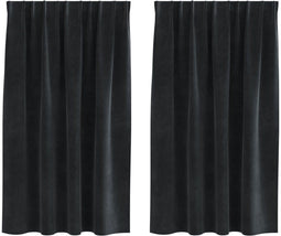 vidaXL - Zwarte - Gordijnen - met - Bovenband - 2 - stuks - Zwart - Fluweel