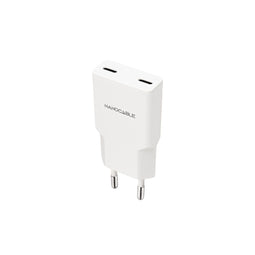 NANOCABLE Oplader (20 W) - USB-C x 2 - Snel en veilig opladen - Wit