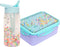 Petit Monkey Bentobox + Drinkfles Popsicles Back to School set - Wild Lilac/Aqua Blue