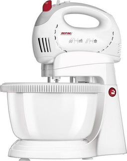MPM - Handmixer met Mengkom - 5 Snelheden + Turbostand - Met Kloppers en Kneedhaken - 300W - Wit