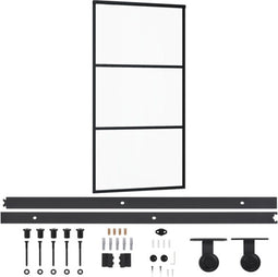 vidaXL - Schuifdeur - met - beslag - 102x205 - cm - aluminium - en - ESG-glas