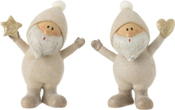 J-Line figuur Kerstman Ster Horen - polyresin - grijs - large - 2 stuks - kerstversiering