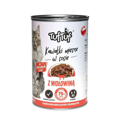 Kattenvoer Tuftuf Pieces of meat in sauce with beef Rundvlees 415 g