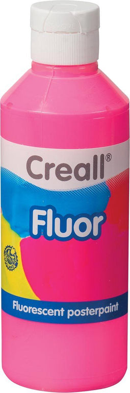 Plakkaatverf creall fluor roze 250ml | Fles a 250 milliliter | 6 stuks