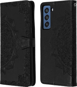 iMoshion Hoesje Geschikt voor Samsung Galaxy S21 FE Hoesje Met Pasjeshouder - iMoshion Mandala Bookcase - Zwart