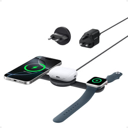 Anker MagGo - 3-In-1 Draadloze Snellader 15 W - Ultradraagbaar - Zwart