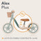 Lionelo Alex Plus - Loopfiets - 12” Lekvrije Banden - Verstelbaar Zadel (30-35 cm) & Stuur (52-58 cm) - Antisliphandvatten - Mandje & Bel - Kleur Groen