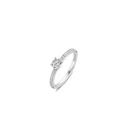 TI SENTO Dames Ring - 925 zilver - Zirconia wit - Maat 19.75 mm / maat 62 - 12109ZI