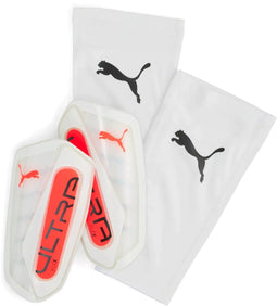 Puma Ultra Flex Sleeve - Voetbal scheenbeschermers - Flexibele TPU-softshell - Wit Glowing Red