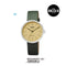 Q&Q QC24J325Y - Horloge - Analoog - Heren - Mannen - Leren band - Rond - Metaal - Cijfers - Groen - Zilverkleurig - Crème/Beige - 3 ATM