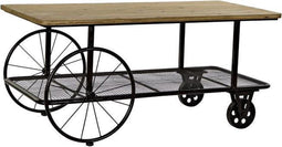Bijzettafel DKD Home Decor Zwart Koper Natuurlijk PVC Metaal Spar 112 x 54 x 52 cm