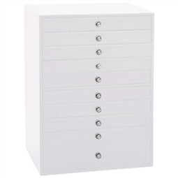 vidaXL - Sieradendoosje - 10-laags - met - horlogehouders - 29x20,5x40,5 - cm - wit