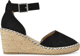 PS Poelman Enid - Espadrilles met Sleehak 8 cm - Zwart - Maat 40