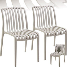 tectake® Alcudia - Tuinstoelen - Stapelbaar - Weerbestendig - Taupe (set van 2)