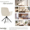 tectake® Draaifauteuil Lenia - Draaibare Eetkamerstoel - Fluweellook Crème/Zwart (2 stuks)