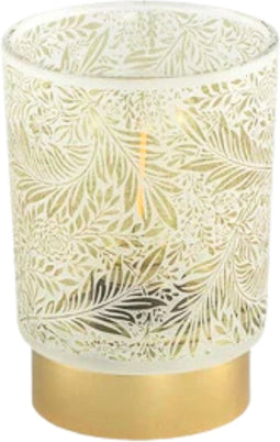 PTMD Zali Rond Windlicht - H15 x Ø10 cm - LED - Glas - Grijs