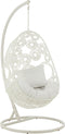 J-Line hangstoel + kussens Bula - metaal/riet - wit