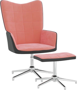 vidaXL Relaxstoel met voetenbank fluweel en PVC roze