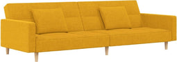 vidaXL - Slaapbank - 2-zits - met - 2 - kussens - stof - geel