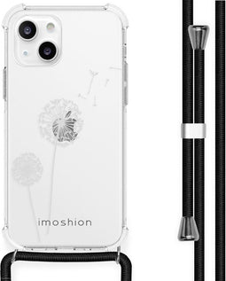 iMoshion Hoesje Geschikt voor iPhone 13 Mini Hoesje Met Koord - iMoshion Design Hoesje met Koord - Wit / Wit / Dandelion