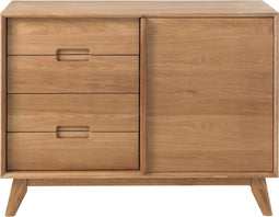 Dressoir Eikenhout Naturel - 108cm - 4 Laden - 1-Deurs - Kast Rho - Giga Living