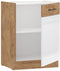 ROCK - Onderkast - Lancelot eiken en glanzend witte melamine - 60 cm - 1 draaideur