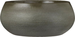 Bloempot schaal donkergroen keramiek voor kamerplant/bloemstukje - H12 x D26 cm - Mica Decorations plantenpotten